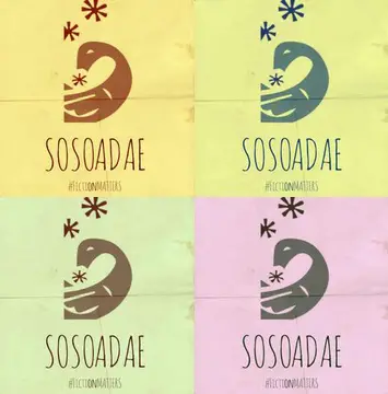 multi-color pop-art, four squares of the sosoadae logo in four different sherbet-looking colors